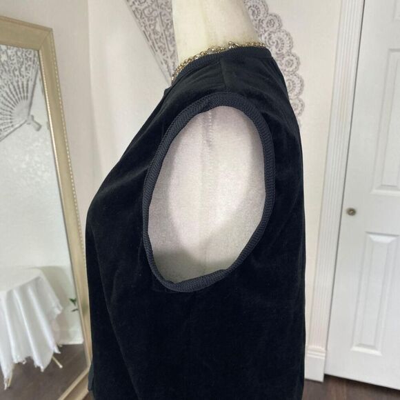 Early 2000's Black Open Front Witchy Whimsygoth Velvet Vest Top L / 12 - Picture 6 of 8